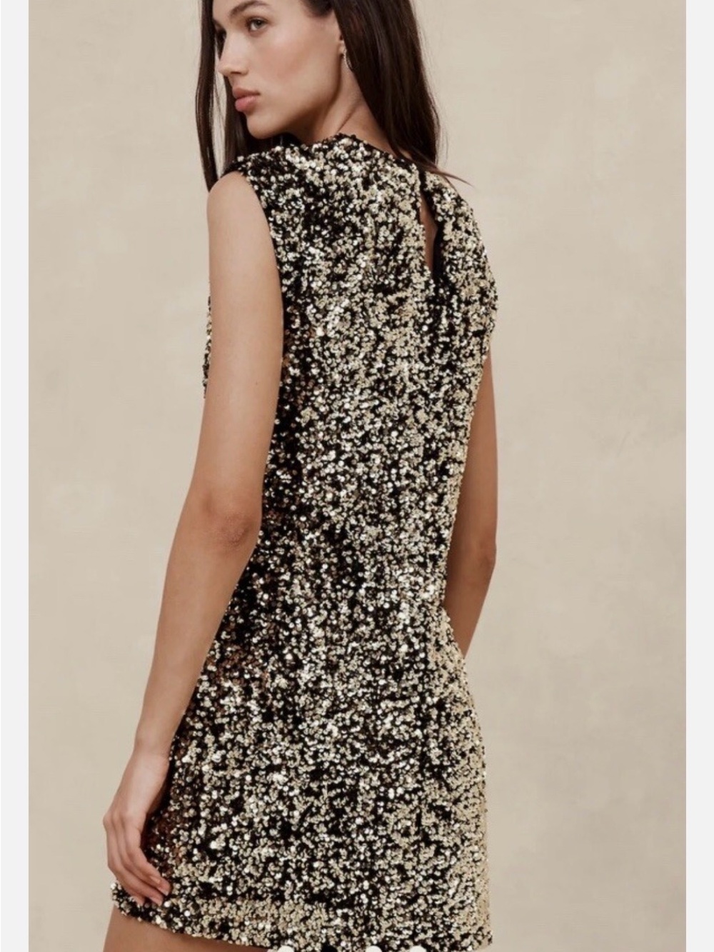 Banana Republic Factory Black and Gold Sequin Mini Dress - Picture 2 of 6